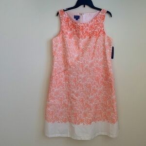 Pendleton peach white floral mini dress S 16 NWT